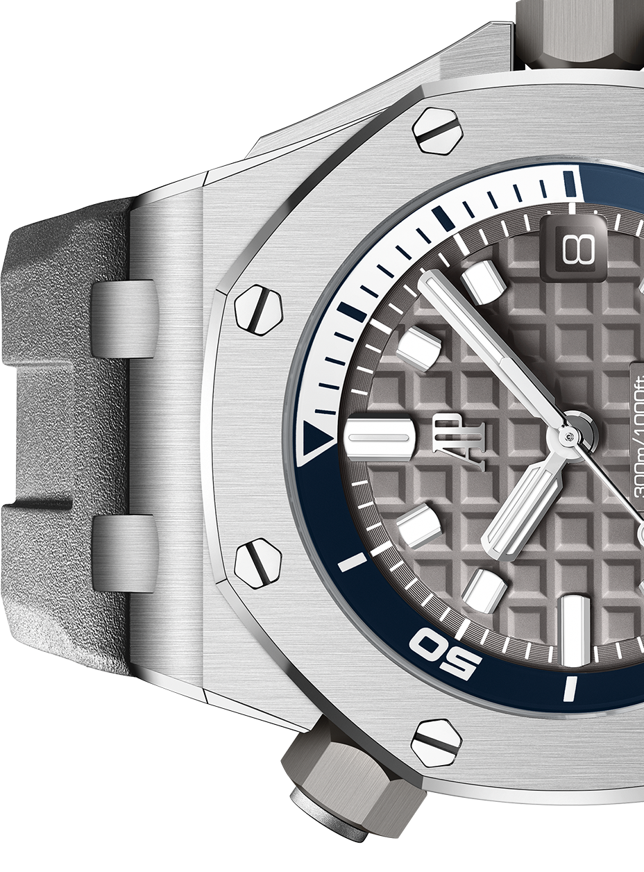 Audemars Piguet Royal Oak Offshore Diver Grey Dial Grey Rubber Strap Watch for Men - 15720ST.OO.A009CA.01