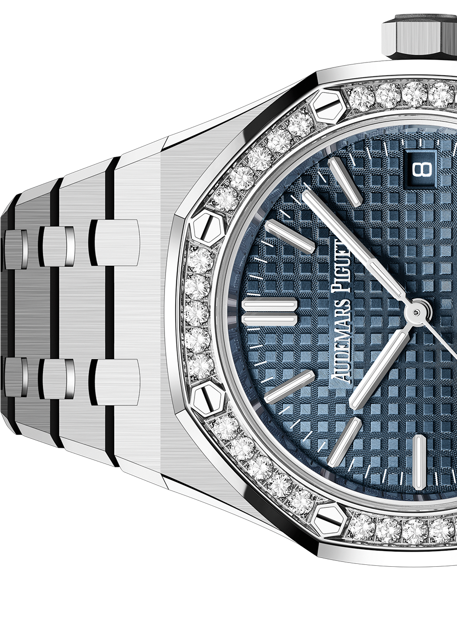 Audemars Piguet Royal Oak 50th Anniversary Diamonds Blue Dial Silver Steel Strap Watch for Men - 15551ST.ZZ.1356ST.02