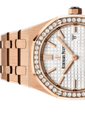 Audemars Piguet Royal Oak Quartz White Dial Rose Gold Steel Strap Watch for Women - 67651OR.ZZ.1261OR.01