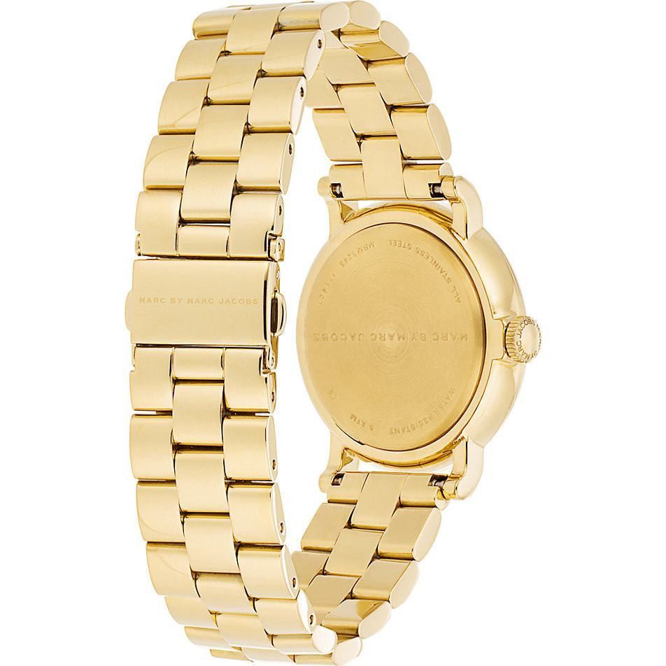 Marc Jacobs Baker White Dial Gold Stainless Steel Strap Watch for Women - MBM3243