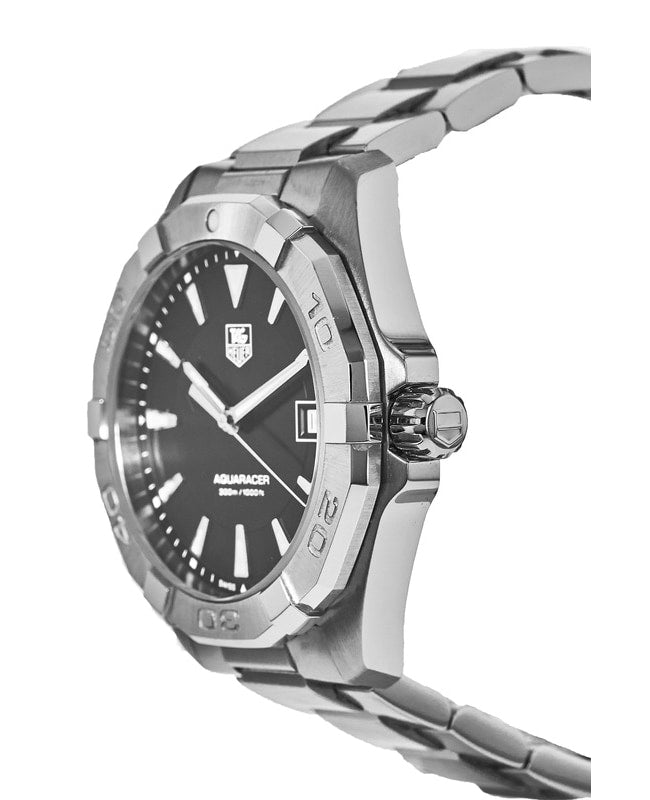 Tag Heuer Aquaracer Quartz Black Dial Silver Steel Strap Watch for Men - WAY1110.BA0928