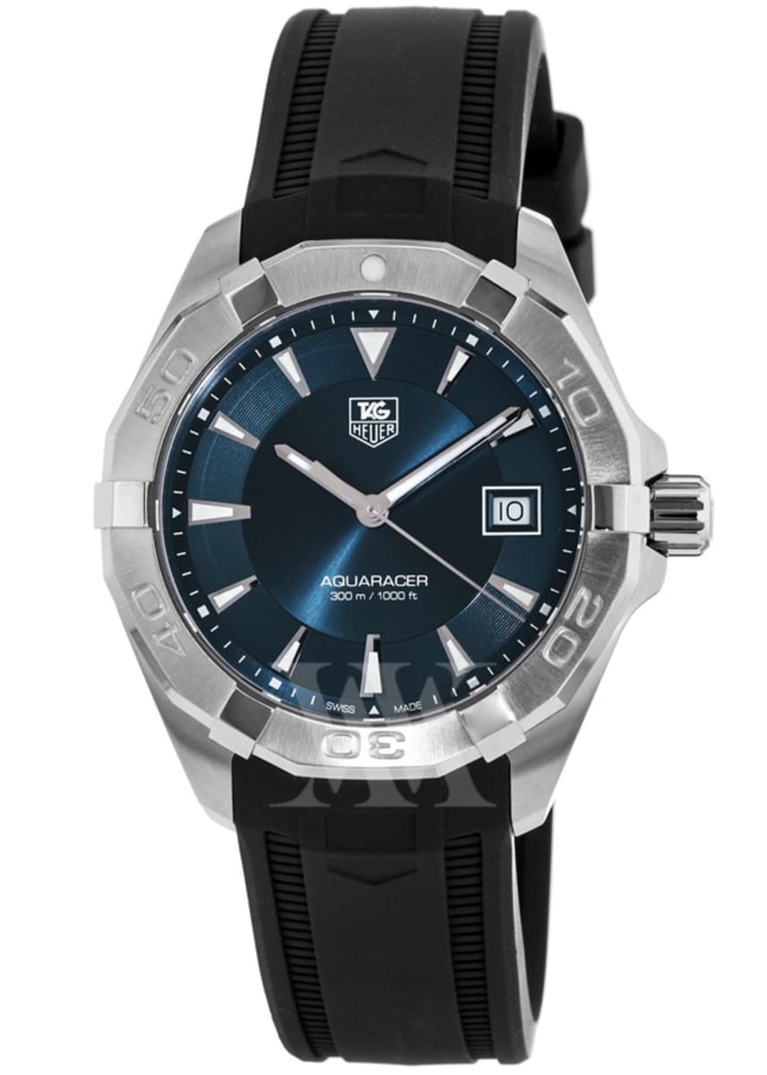 Tag Heuer Aquaracer Caliber 5 Blue Dial Black Rubber Strap Watch for Men - WAY2112.FT8021