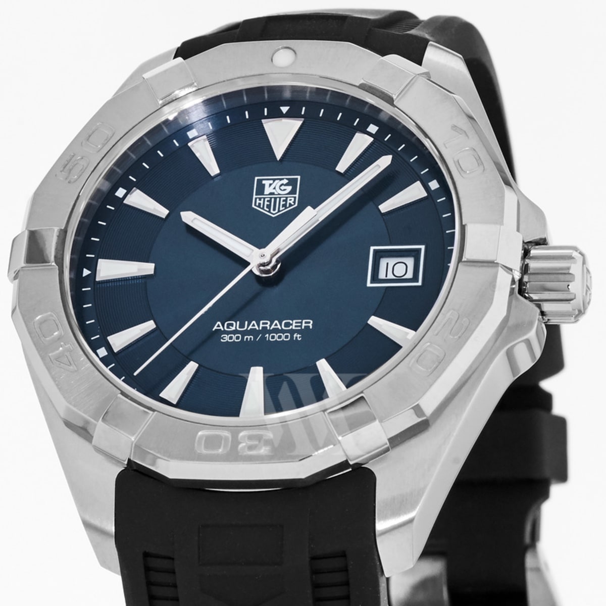 Tag Heuer Aquaracer Caliber 5 Blue Dial Black Rubber Strap Watch for Men - WAY2112.FT8021