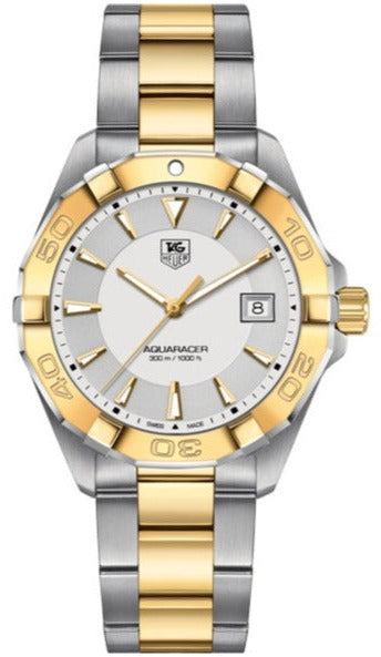 Tag Heuer Aquaracer 41mm Quartz White Dial Two Tone Steel Strap Watch for Men - WAY1120.BB0930