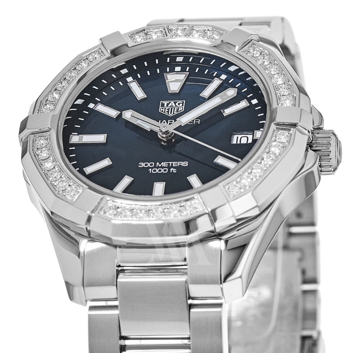 Tag Heuer Aquaracer Quartz 35mm Diamond Blue Dial Silver Steel Strap Watch for Women - WAY131N.BA0748