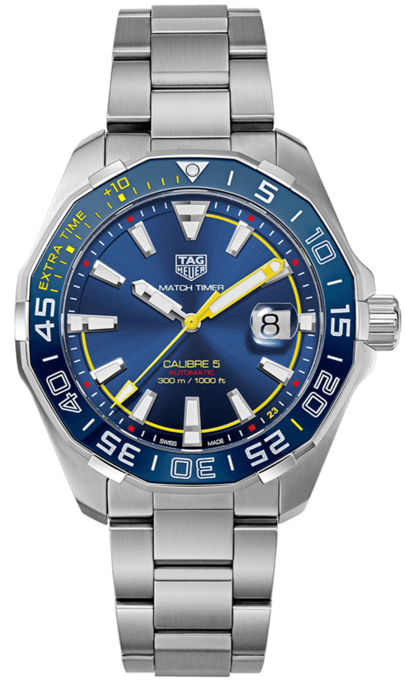 Tag Heuer Aquaracer Caliber 5 Match Timer Shinji Kagawa Edition Blue Dial Silver Steel Strap Watch for Men - WAY201H.BA0927