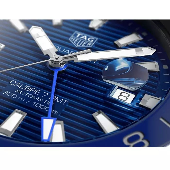 Tag Heuer Aquaracer GMT Blue Dial Calibre 6 Automatic Blue Dial Silver Steel Strap Watch for Men - WAY201T.BA0927