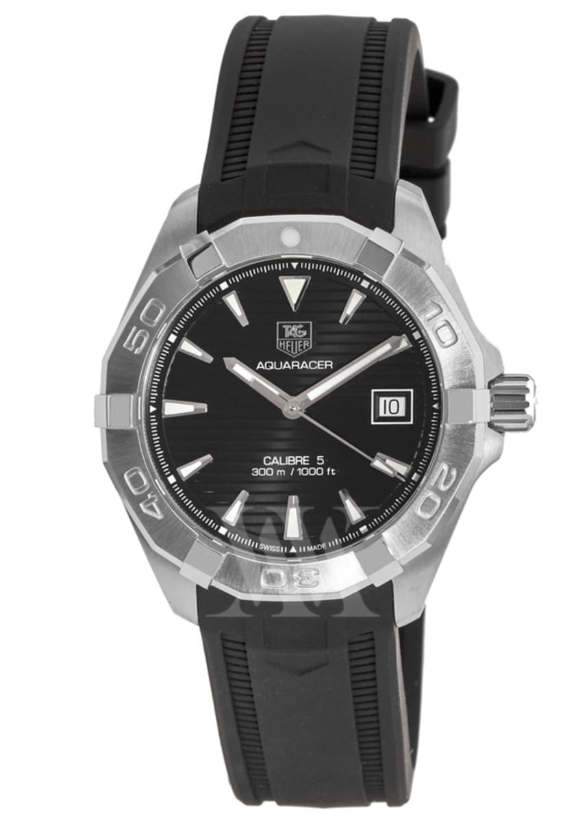 Tag Heuer Aquaracer Automatic Caliber 5 Black Dial Black Rubber Strap Watch for Men - WAY2110.FT8021