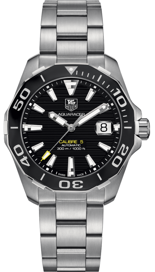 Tag Heuer Aquaracer Automatic 41mm Black Dial Silver Steel Strap Watch for Men - WAY211A.BA0928