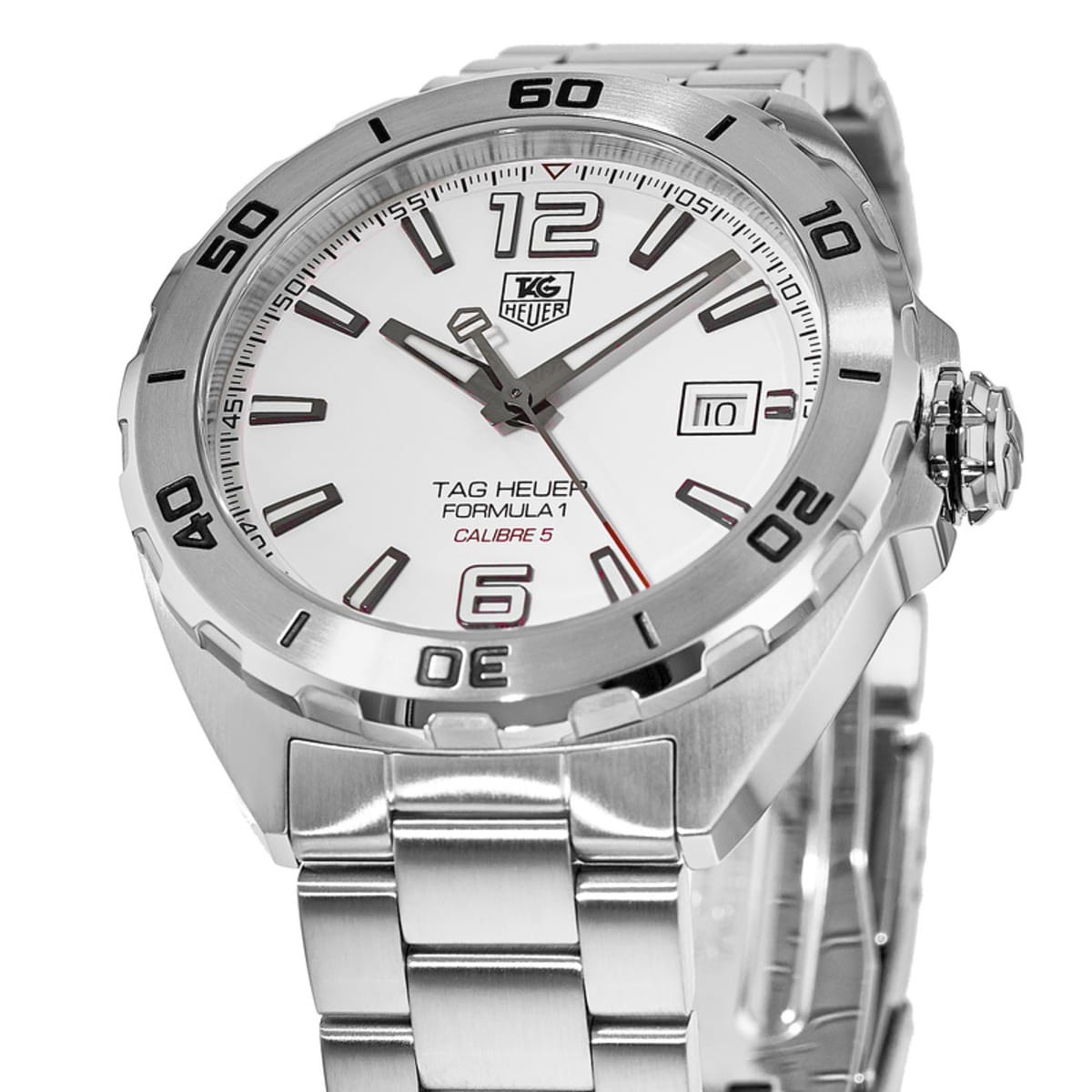 Tag Heuer Formula 1 Calibre 5 Automatic White Dial Silver Steel Strap Watch for Men - WAZ2114.BA0875