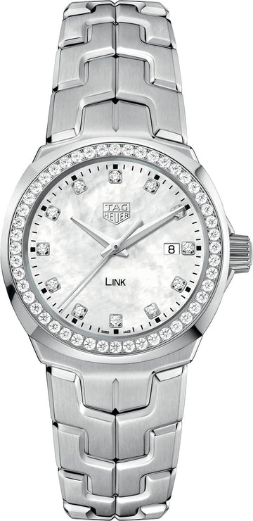 Tag Heuer Link Quartz Diamonds Mother of Pearl Dial Silver Steel Strap Watch for Women - WBC1316.BA0600