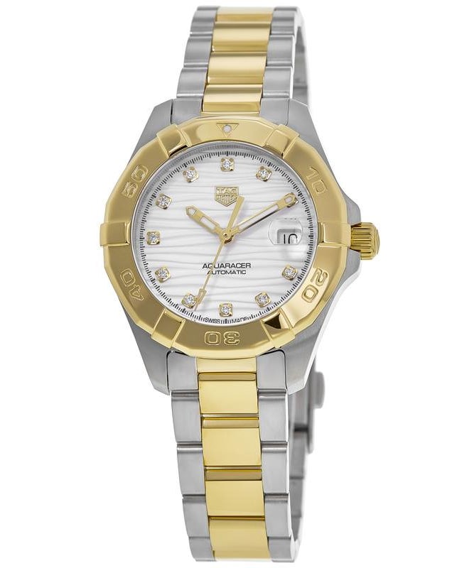 Tag Heuer Aquaracer Automatic Diamonds Silver Dial Two Tone Steel Strap Watch for Women - WBD2321.BB0320