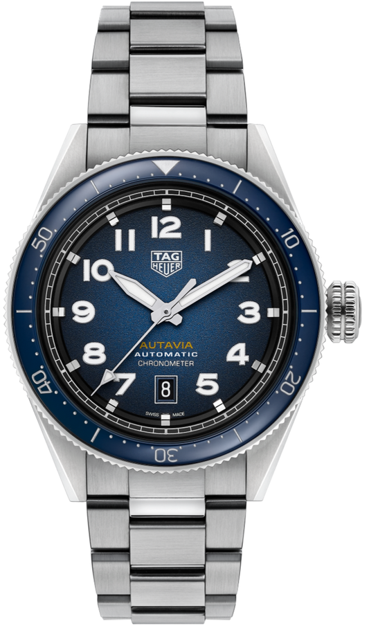 Tag Heuer Autavia Automatic 42mm Blue Dial Silver Steel Strap Watch for Men - WBE5116.EB0173