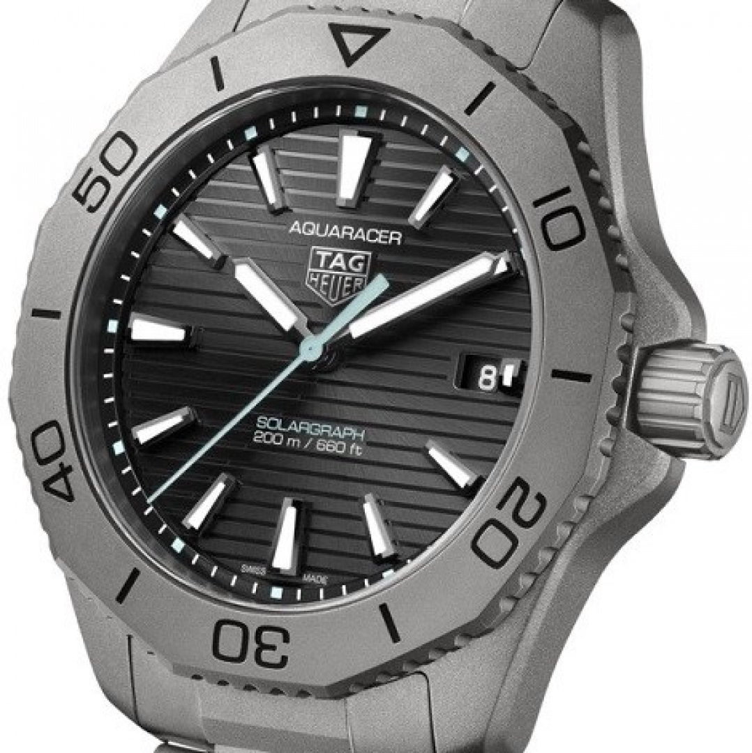 Tag Heuer Aquaracer Professional 200 Solargraph Quartz Black Dial Silver Steel Strap Watch for Men - WBP1180.BF0000