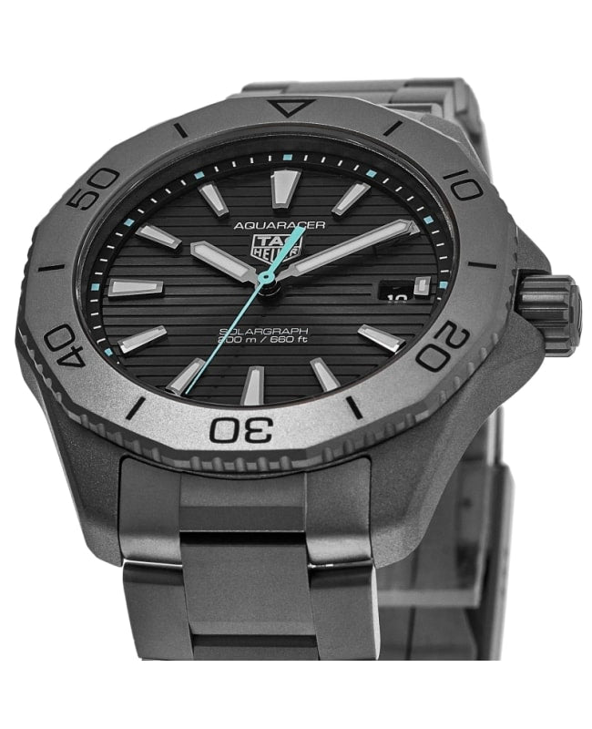 Tag Heuer Aquaracer Professional 200 Solargraph Quartz Black Dial Silver Steel Strap Watch for Men - WBP1180.BF0000