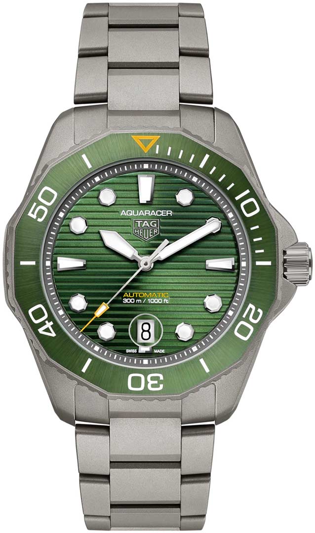 Tag Heuer Aquaracer Professional 300 Automatic Green Dial Silver Steel Strap Watch for Men - WBP208B.BF0631