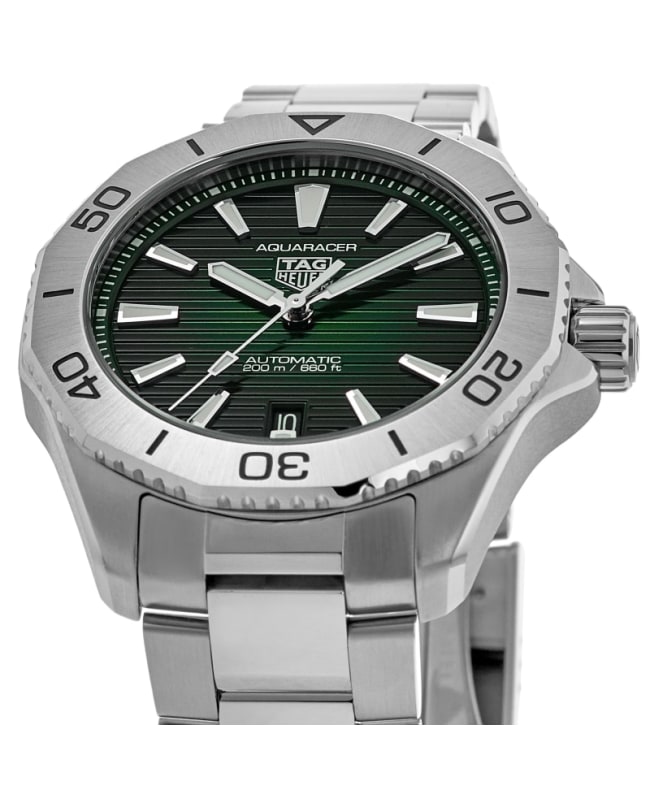 Tag Heuer Aquaracer Professional 200 Automatic Green Dial Silver Steel Strap Watch for Men - WBP2115.BA0627