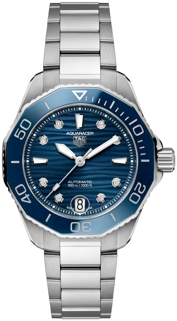 Tag Heuer Aquaracer Professional 300 Automatic Diamonds Blue Dial Silver Steel Strap Watch for Women - WBP231B.BA0618