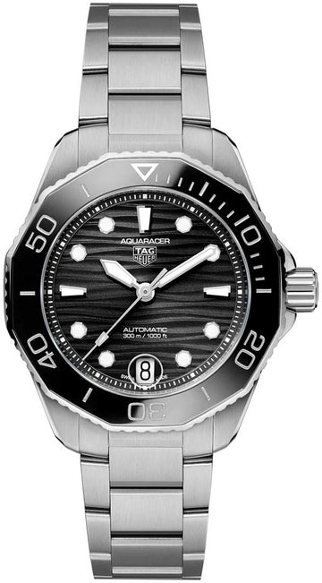 Tag Heuer Aquaracer Professional 300 Automatic Black Dial Silver Steel Strap Watch for Women - WBP231D.BA0626