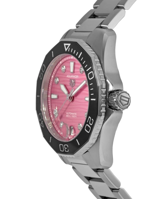 Tag Heuer Aquaracer Professional 300 Automatic Diamonds Pink Dial Silver Steel Strap Watch for Women - WBP231J.BA0618