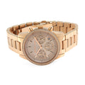 Michael Kors Ritz Chronograph Rose Gold Dial Steel Strap Watch for Women - MK6357