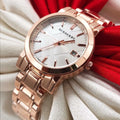 Burberry The City White Dial Rose Gold Steel Strap Watch for Women - BU9104