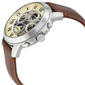 Fossil Grant Automatic Skeleton White Dial Brown Leather Strap Watch for Men -  ME3027