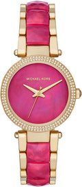 Michael Kors Parker Pink Mother of Pearl Dial Two Tone Steel Strap Watch for Women - MK6490