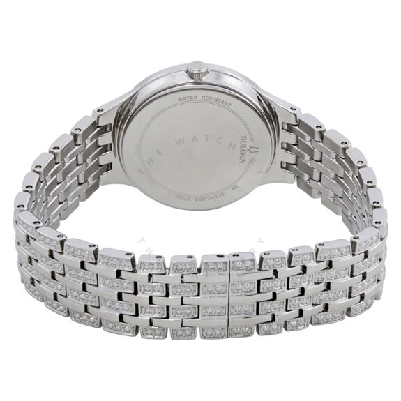 Bulova Crystal Collection Silver Dial Silver Steel Strap Watch for Women - 96L243