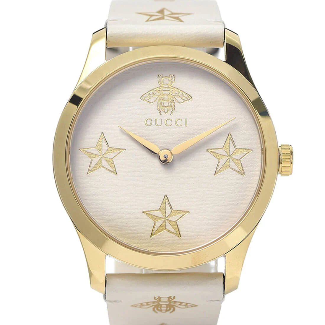 Gucci G Timeless White Dial White Leather Strap Watch For Women - YA1264096