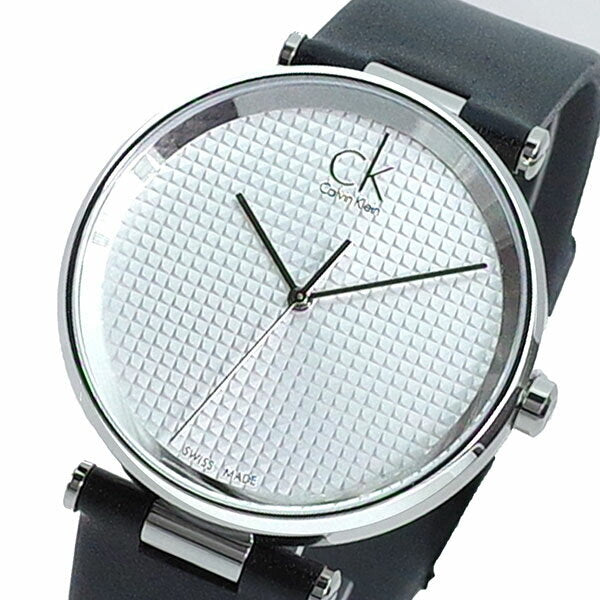 Calvin Klein Sight Silver Dial Black Leather Strap Watch for Men - K1S21120