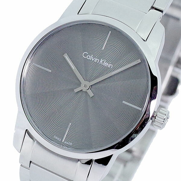 Calvin Klein City Grey Dial Silver Steel Strap Watch for Women - K2G23144