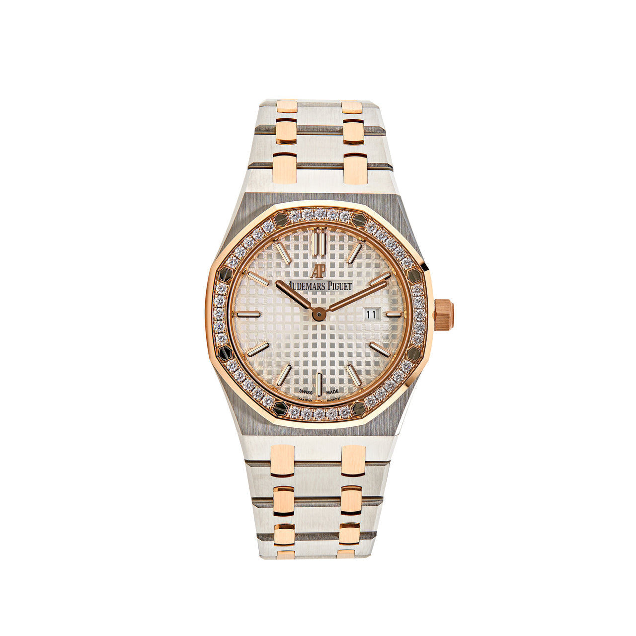 Audemars Piguet Royal Oak Quartz Diamonds White Dial Two Tone Steel Strap Watch for Women - 67651SR.ZZ.1261SR.01