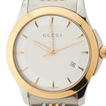 Gucci G Timeless Quartz Silver Dial Two Tone Mesh Bracelet Watch For Men - YA126409