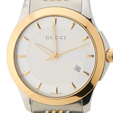 Gucci G Timeless Quartz Silver Dial Two Tone Mesh Bracelet Watch For Men - YA126409