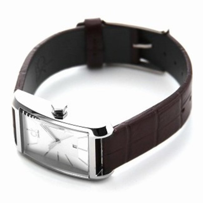 Calvin Klein Window Silver Dial Brown Leather Strap Watch for Women - K2M23126