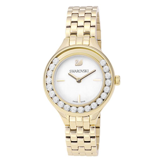 Swarovski Lovely Crystals White Dial Gold Steel Strap Watch for Women - 5242895