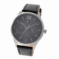 Tommy Hilfiger Damon Multifunction Black Dial Black Leather Strap Watch for Men - 1791417