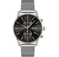 Hugo Boss Associate Black Dial Silver Mesh Bracelet Watch for Men - 1513805