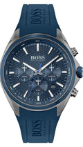 Hugo Boss Distinct Chronograph Blue Dial Blue Rubber Strap Watch for Men - 1513856