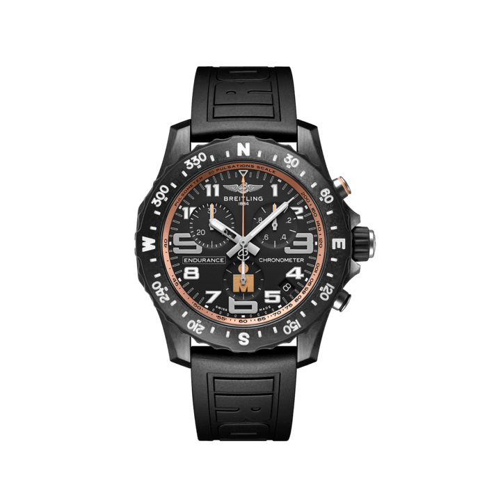 Breitling Endurance Pro Ironman Black Dial Black Rubber Strap Watch for Men - X823101B1B1S1