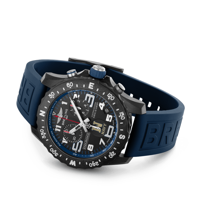 Breitling Endurance Pro United States Naval Academy Black Dial Blue Rubber Strap Watch for Men - X823103C1B1S1