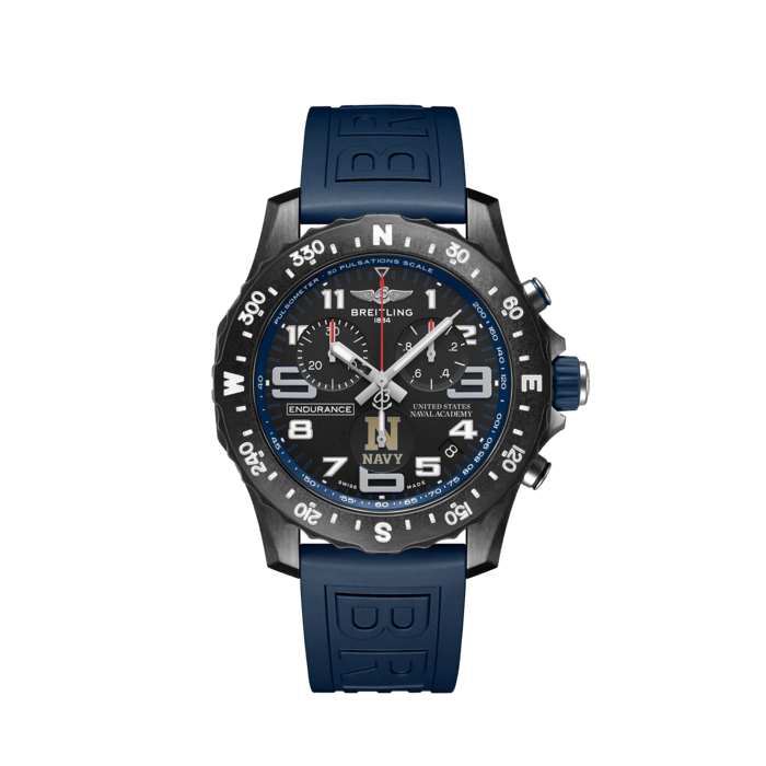 Breitling Endurance Pro United States Naval Academy Black Dial Blue Rubber Strap Watch for Men - X823103C1B1S1