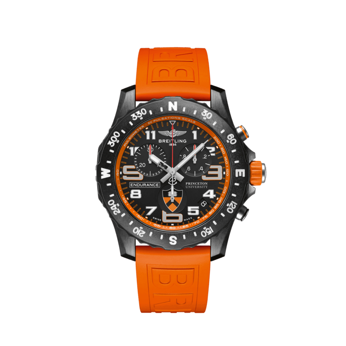 Breitling Endurance Pro Princeton University Edition Black Dial Orange Rubber Strap Watch for Men - X823104C1B1S1