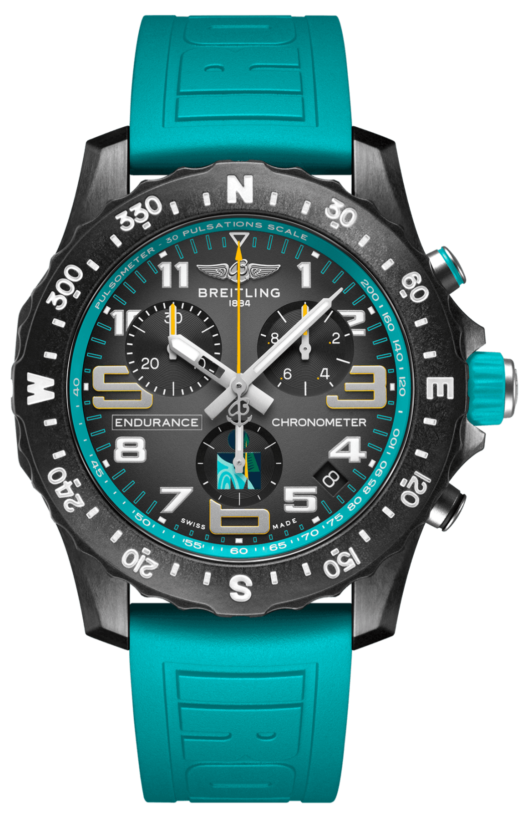 Breitling Endurance Pro Ironman 70.3 World Championship Grey Dial Turquoise Rubber Strap Watch for Men - X823105C1M1S1