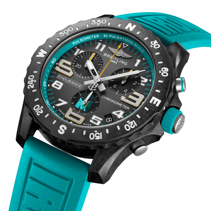 Breitling Endurance Pro Ironman 70.3 World Championship Grey Dial Turquoise Rubber Strap Watch for Men - X823105C1M1S1