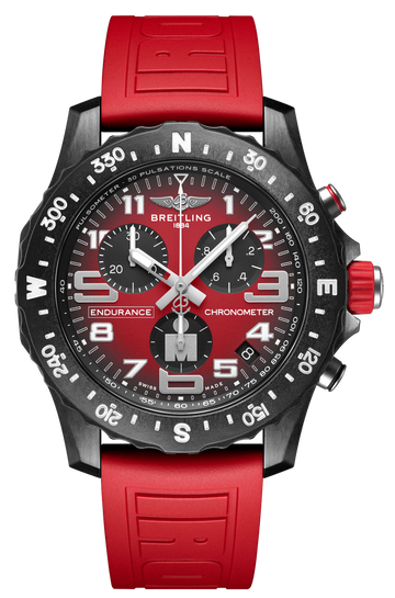 Breitling Endurance Pro Ironman Red Dial Red Rubber Strap Watch for Men - X823109A1K1S1