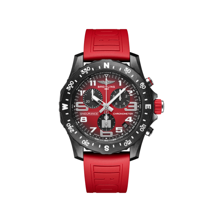 Breitling Endurance Pro Ironman Red Dial Red Rubber Strap Watch for Men - X823109A1K1S1