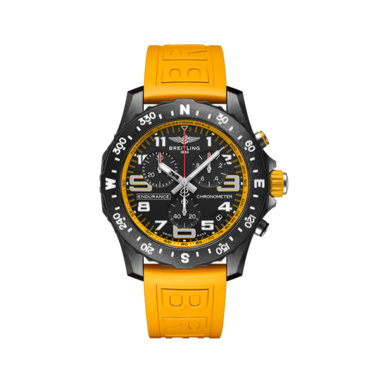 Breitling Endurance Pro Black Dial Yellow Rubber Strap Watch for Men - X82310A41B1S1