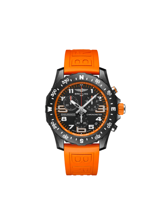Breitling Endurance Pro Black Dial Orange Rubber Strap Watch for Men - X82310A51B1S1